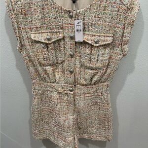 Express Multicolor Tweed Button-Up jumpsuit (new with tags!)